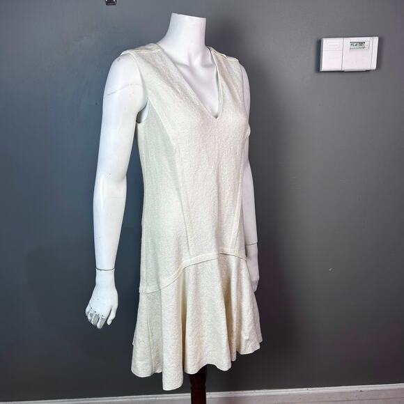 Ann Taylor dress size 4 felt boucle wool cream drop waist school girl minimalist - Picture 3 of 13